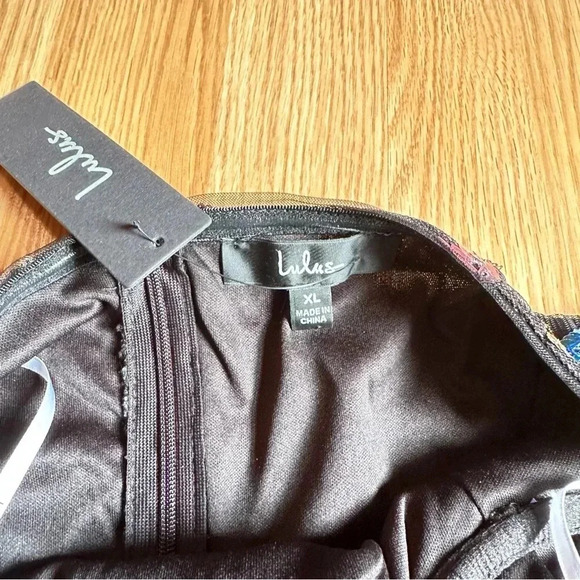 Lulu’s Thriving Blossom Black Mesh Sequin Bustier Strapless Mini Dress NWT - Picture 3 of 9